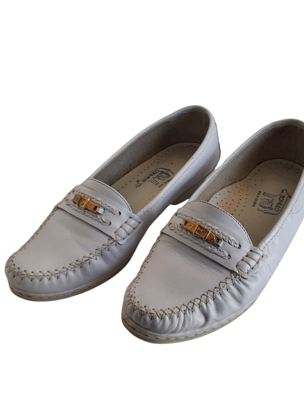 Leather Loafers, Romulo Driving Moccasins w/ Gold Hardware, Sz 5 Brazilian Made